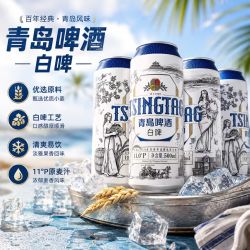 青岛啤酒 青岛白啤小麦啤500ml×12罐欧洲风味浓香送礼聚会宴请批发