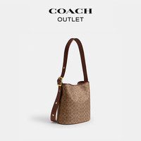 COACH 奥莱女士经典标志BLEECKER 28号单肩包通勤包 B4/棕黄色 棕色