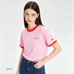Champion 【拼色短袖】春夏拼色短袖T恤女款圆领时尚LOGO休闲百搭