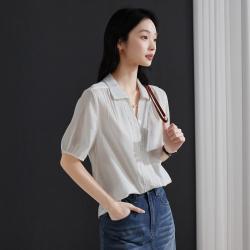 索菲丝尔 【蕾丝花边】蕾丝花边薄款短袖衬衫女2026夏季通勤女士小衫上衣