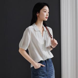 索菲丝尔 【蕾丝花边】蕾丝花边薄款短袖衬衫女2026夏季通勤女士小衫上衣