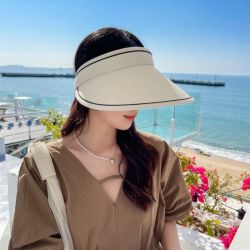 诗孚 空顶遮阳帽女春夏户外防晒帽子夏天遮脸防紫外线发箍大帽檐太阳帽