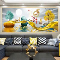 客厅背景墙晶瓷画装饰画带框家和富贵发财树新中式现代