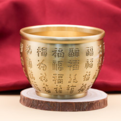 黄铜中号百福缸水缸米缸桌面聚宝盆摆件创意礼品客厅摆件