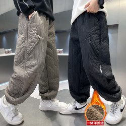 男童加绒加厚裤子冬季羊羔绒2024中大童长裤儿童冬款保暖休闲裤潮
