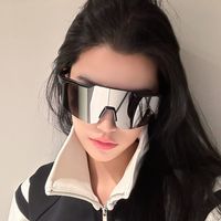 网红骑行眼镜黑框白水银登山运动自行车山地车防风护目太阳镜潮女