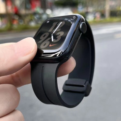 适用苹果iwatchs11磁吸液态硅胶表带applewatchs8折叠扣腕带Ultra