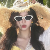 复古猫眼墨镜女高级感2025新款窄框防晒紫外线太阳眼镜Y04