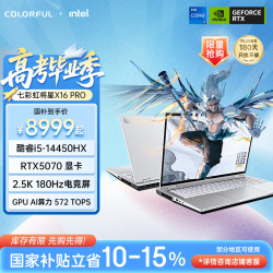 七彩虹 将星X16 Pro i5-14450HX RTX5070 180Hz 16GB+512GB 游戏本