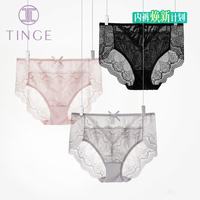 TINGE 贴己女士网眼蕾丝内裤性感无痕透气三角纯棉裆大码包臀3条装 XL码