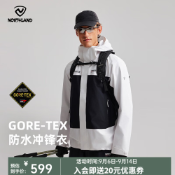 诺诗兰 春夏男士GORE-TEX冲锋衣防水防风单层徒步外套NWJEH5501S 纯黑色/山影灰色 175/L