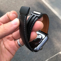 卡客风暴 适用苹果手表iwatch表带真皮s987磁吸扣荔枝纹ultra s11
