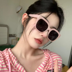 2026韩版粉色墨镜女时尚网红防晒防紫外线方形大框显瘦太阳镜A113