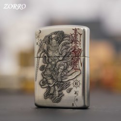 ZORRO 二代盔甲打火机浮雕手工填砂工艺男士个性送礼王灵官打火机1