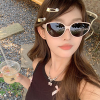 诗沫新款复古猫眼粉色偏光墨镜女韩系个性时尚方圆脸显瘦太阳眼镜