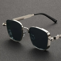 2025新款复古方框蒸汽朋克金属太阳镜欧美通用个性墨镜sunglass