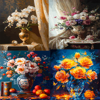 子儒画艺diy数字油画花卉静物花瓶高难度高颜值高级感肌理油彩画