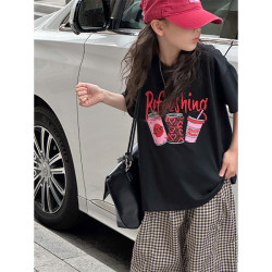 K23624韩国童装女童短袖T恤儿童上衣2025夏装新款中大童体恤宽松t