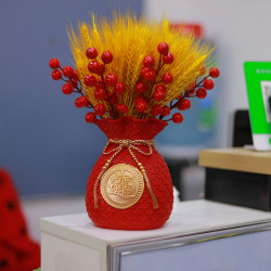 年宵花金麦穗福袋花瓶摆件家居乔迁新居布置装饰用品