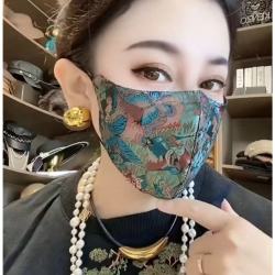 网红同款国潮风秋冬不加棉蝴蝶花朵面罩罩立体可水洗防尘保暖面罩