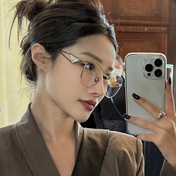 大框金丝眼镜近视可配度数女高级感设计款多边形眼镜框镜架显脸小