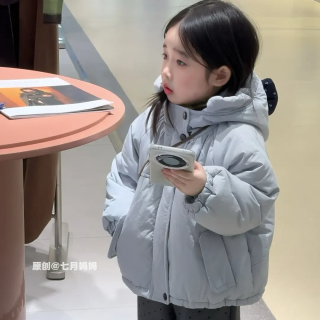 毛毛内里蝴蝶结棉衣外套2025冬季新款蝴蝶结毛女宝宝棉衣