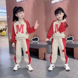 爆款2025春秋洋气时尚宽松女童春中大童网红潮牌长袖时髦亲子套装