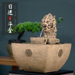 招财流水日进斗金摆件办公桌摆件中式家居装修摆件客厅装饰品手工