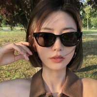 个性小框猫眼墨镜女潮欧美风凹造型嘻哈眼镜夏季防紫外线太阳镜