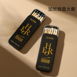 obsu 火柴老牌子高档黑色滑盖铁盒老式点烟专用的火柴复古创意彩头洋火