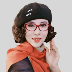 新款假发一体褶皱贝雷帽时尚百搭仿真短假发妈妈帽子网红高级优雅
