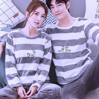 好得西 可爱情侣睡衣女春秋冬款珊瑚绒套装法兰绒加厚家居服男2024年新款