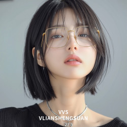 VVS 眼镜镜框防蓝光近视金属方框大框超轻网红金色素颜款5599