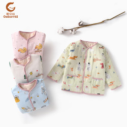 婴幼儿秋冬季棉衣宝宝纱布中扣加厚外穿棉服彩棉内里柔软贴身4007
