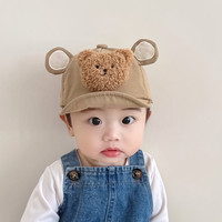 婴儿帽子春秋款可爱超萌薄款男宝宝小熊鸭舌帽软檐遮阳棒球帽