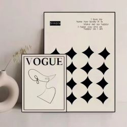 VOGUE北欧艺术挂画展示ins摆画服装店画廊防水时喷绘尚线条纹理画
