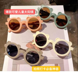 小熊爆款太阳镜防晒遮阳新款眼镜防紫外线偏光墨镜白色女宝宝款