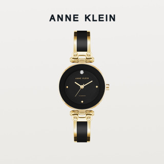 ANNE KLEIN 安妮克莱茵真钻黑金色石英手表轻奢小众女表