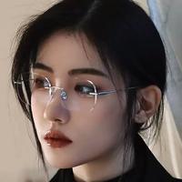 眼镜高启兰同款无框金丝眼镜女近视可配度数无边框超轻纯钛高级感