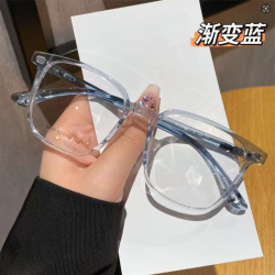 新款素颜蓝色大框眼镜超轻近视女素颜神器方框有度数防蓝光平光镜