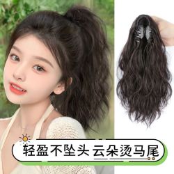 马尾抓夹女仿真人发新款云朵烫羊毛卷长减龄自然蓬松气质抓夹马尾