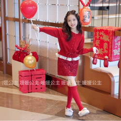 媛媛公主 2025冬女童针织亲肤蕾丝花边毛衣15405A480