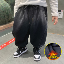 儿童秋冬装加绒休闲裤2026款男童宽松保暖长裤洋气小孩针织束口裤