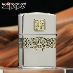 ZIPPO 打火机正品167盔甲雕刻鸿运当头金冰双色经典DYJ1
