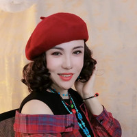 假发一体毛呢贝雷帽齐肩假发女秋冬款显脸小新款逼真气质百搭时尚