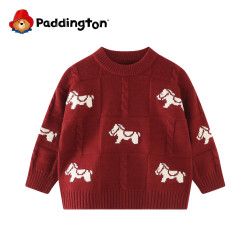 Paddington 儿童年款红色小马毛衣男女童装针织衫打底衫