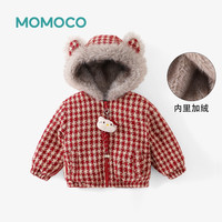 玛米玛卡 冬季女童小猫玩偶连帽厚款千鸟格毛毛派克外套77830107085