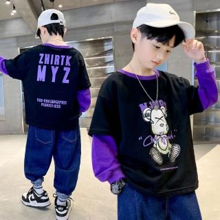 男童秋季卫衣2026新款中大童春秋假两件打底衫休闲帅气男孩上衣潮