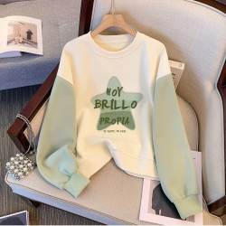 女童春秋拼接撞色圆领套头卫衣中大童2024年新款韩系穿搭上衣洋气