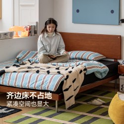 MUU 小野齐边床中古风实木床复古包豪斯卧室双人床1.5米单人床家用